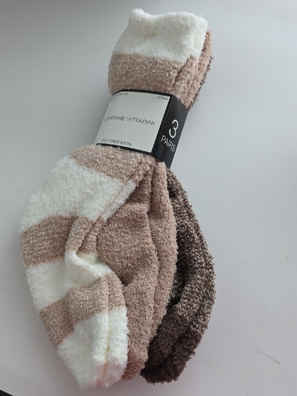 Adrienne Vittadini Cream, Beige & Brown Cozy Crew Sock Set